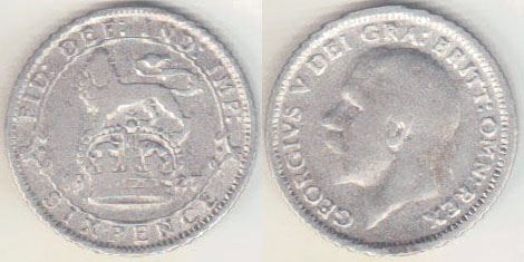 1927 Great Britain silver Sixpence A005495